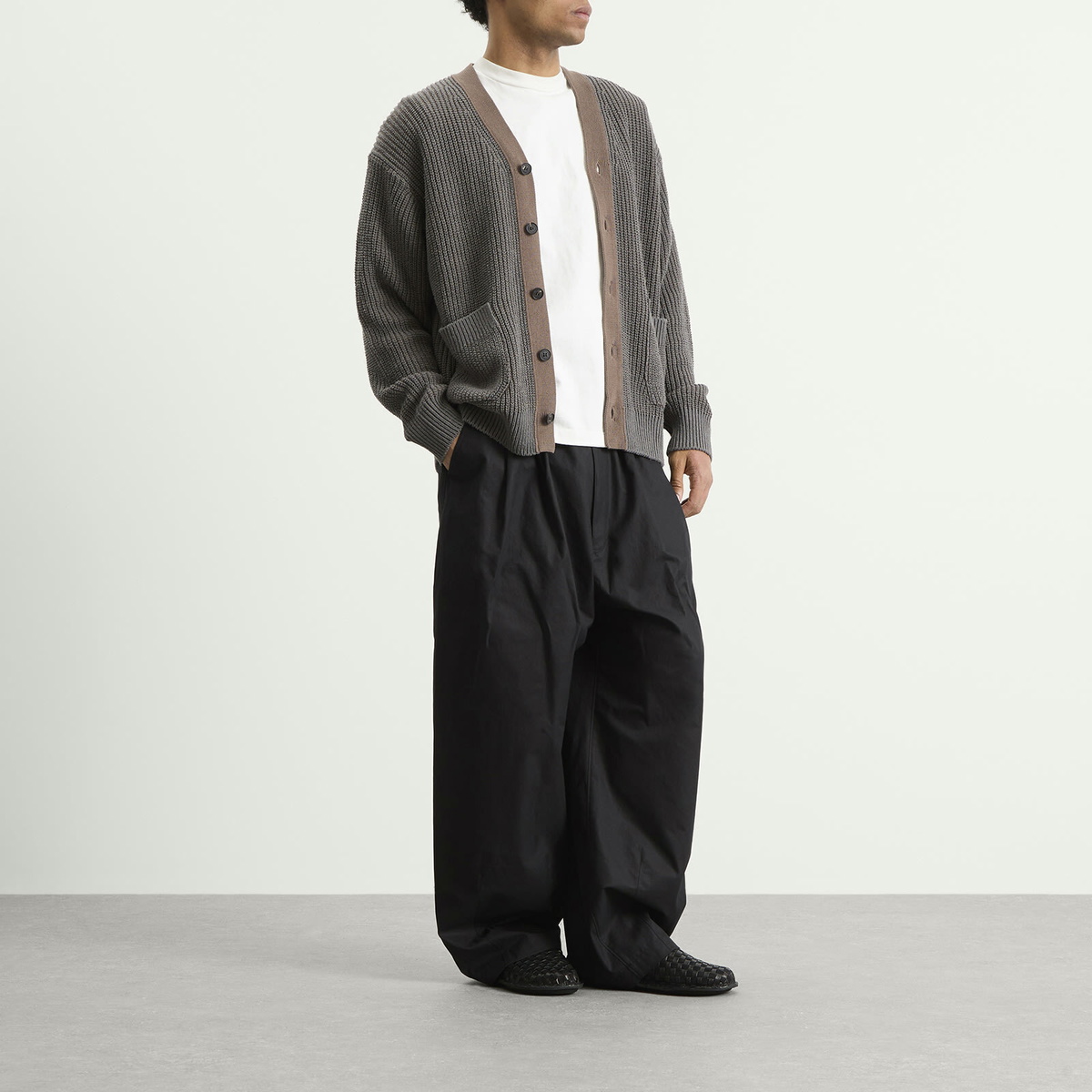 Comme des Garçons Homme Men's Half Cardigan in Grey X Brown