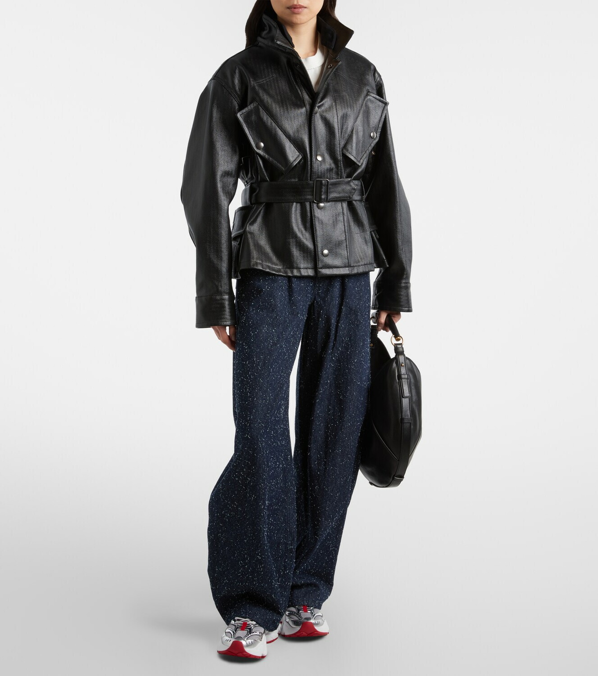 Christian Louboutin So Flo leather-trimmed sneakers