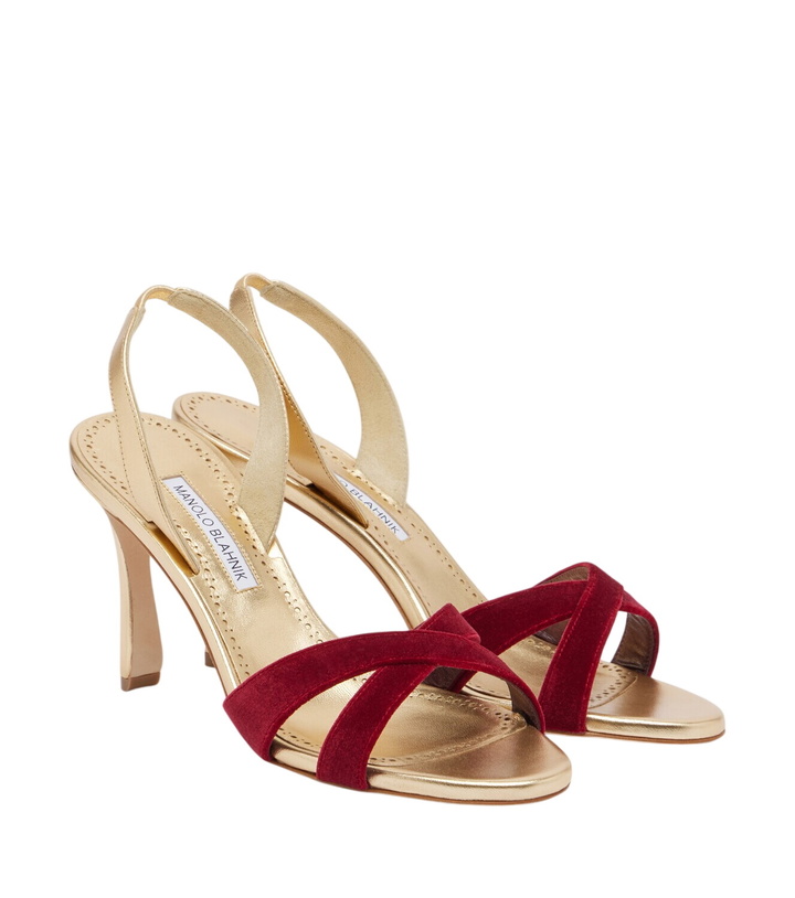 Photo: Manolo Blahnik Callydra velvet-trimmed leather sandals