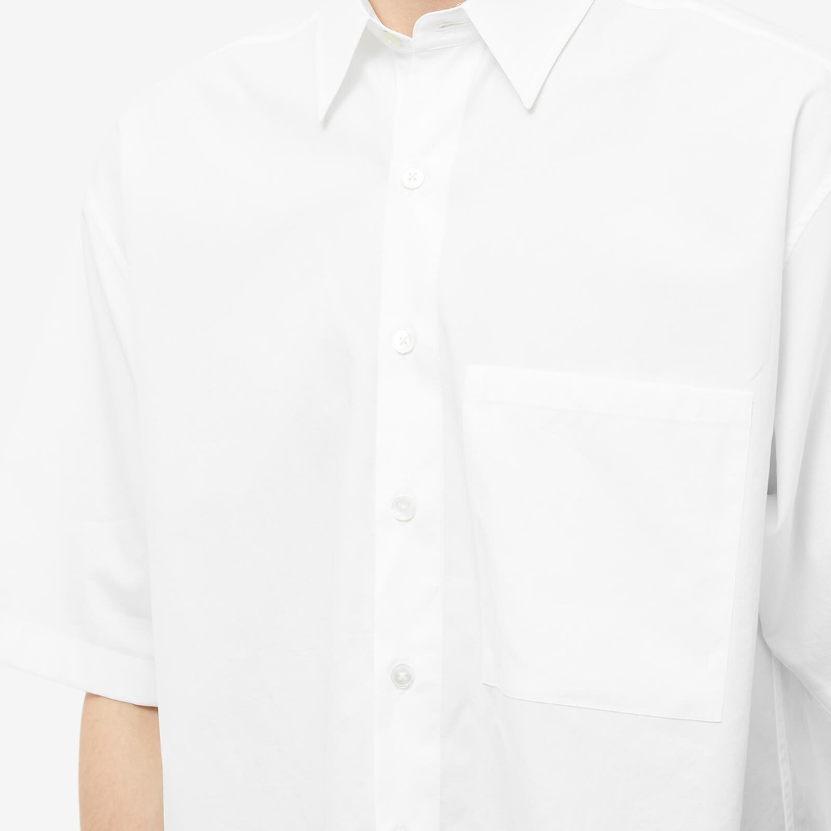 Auralee Men's Finx Short Sleeve Shirt in White Auralee