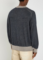 Ymc Two-tone Fine-knit Sweatshirt Navy
