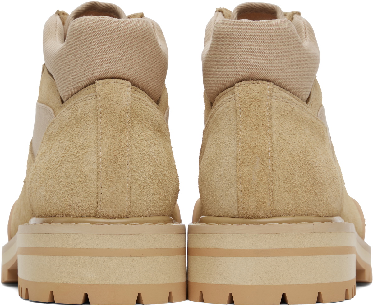 Marni Beige Suede Patchy Combat Boots