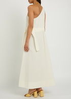 Tory Burch Floral-jacquard Belted Cotton-blend Midi Dress White