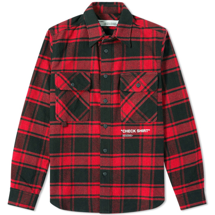 Photo: Off-White Quote Flannel Shirt Red
