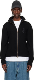 VETEMENTS Black Leather Cross Zip-Up Sweater