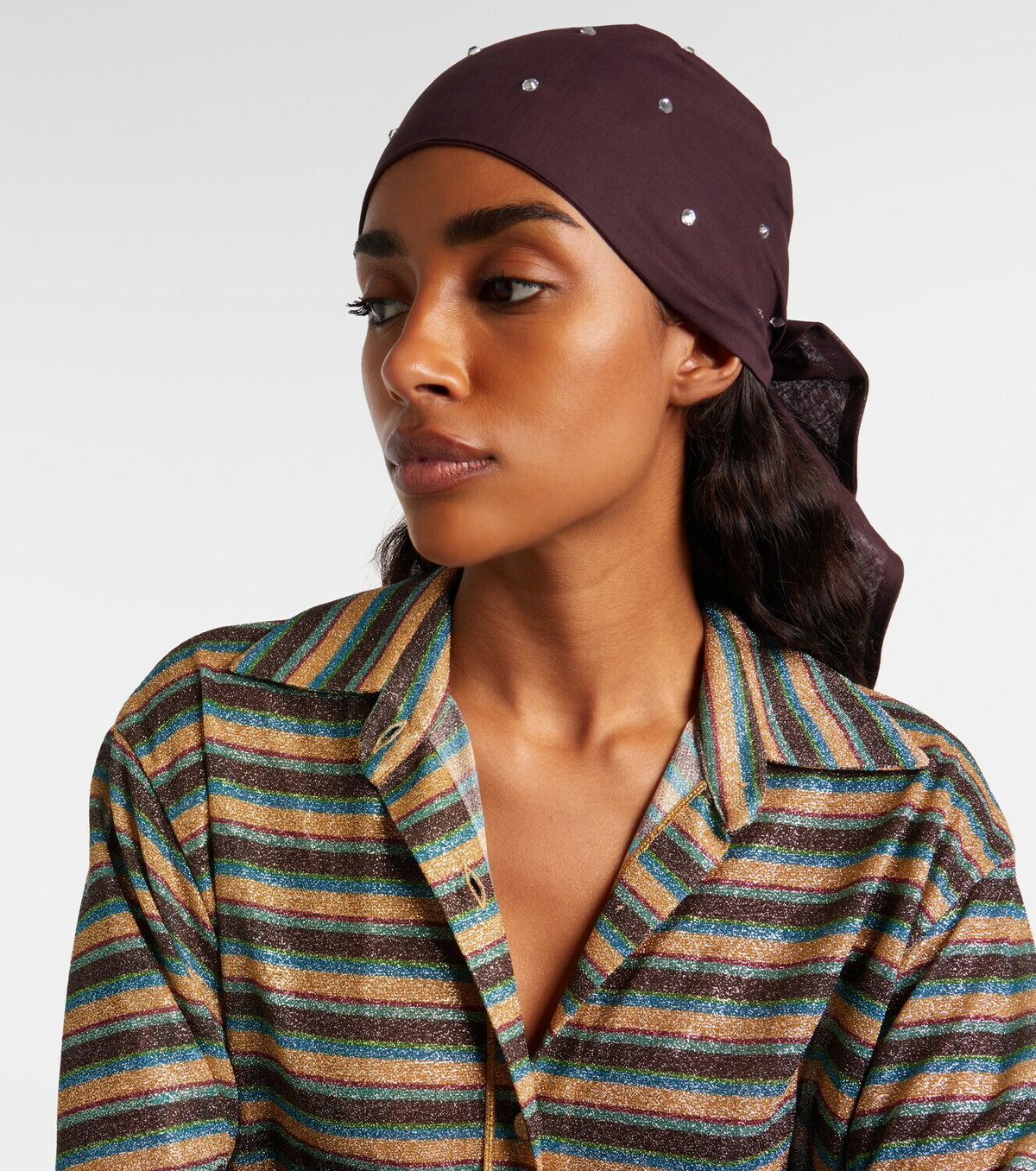 Oséree Embellished cotton and silk scarf
