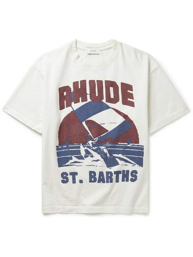 Photo: Rhude - Windsurf Logo-Print Cotton-Jersey T-Shirt - Neutrals