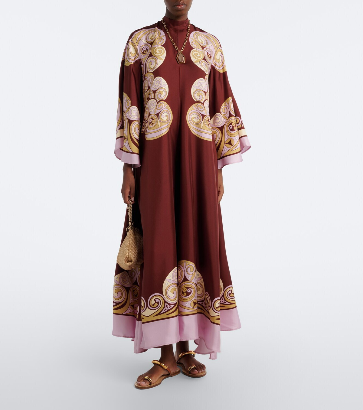 La DoubleJ Kells Swirl silk satin maxi dress
