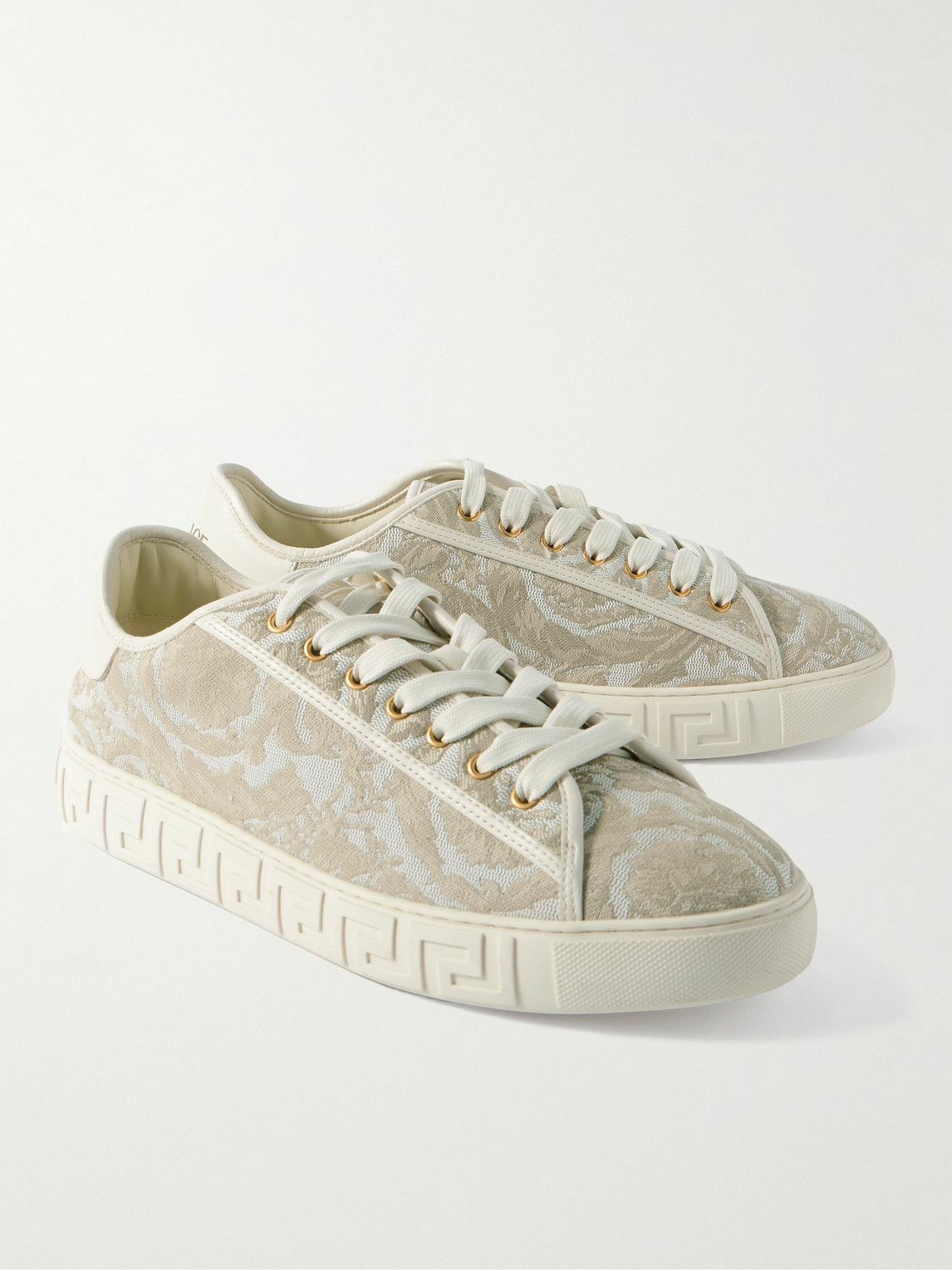 Versace - Greca Baroque Panelled Jacquard Sneakers - Neutrals
