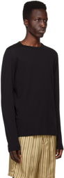 Dries Van Noten Black Overlock Stitch Long Sleeve T-Shirt