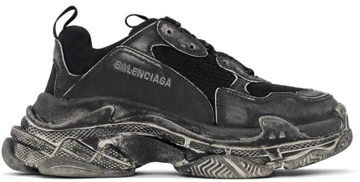 Photo: Balenciaga Black Faded Triple S Sneakers