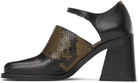 Justine Clenquet Black & Khaki Python Kate Heels
