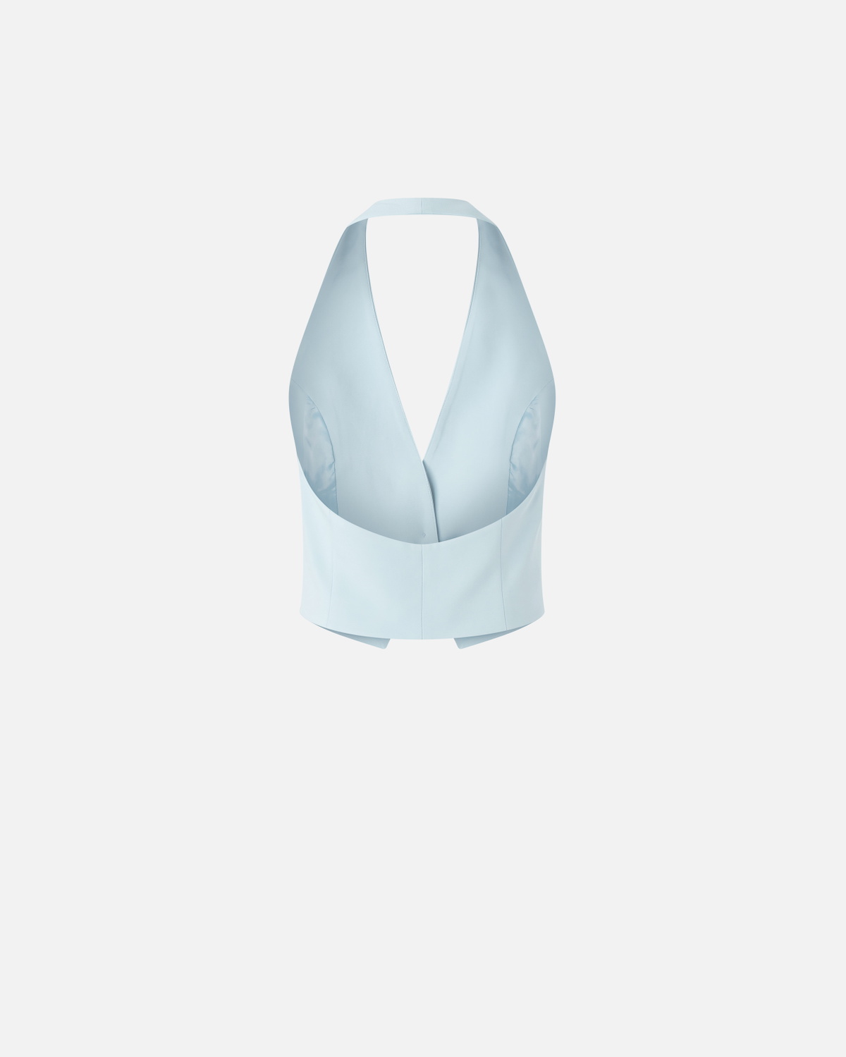 Pinko Short Vest In Technical Fabric With Open Back Crystal Blue