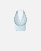 Pinko Short Vest In Technical Fabric With Open Back Crystal Blue