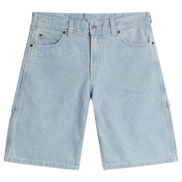 Photo: Dickies Men's 993 Denim Carpenter Shorts in Vintage Aged Blue