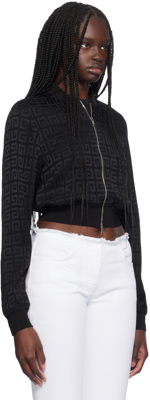 Givenchy Black Jacquard Logo Bomber Jacket