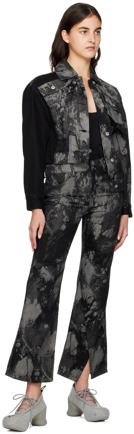 Feng Chen Wang Black Jacquard Jeans