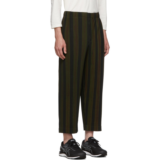 Homme Plisse Issey Miyake Brown and Black Stripe Rod Trousers
