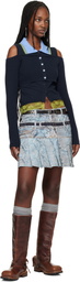 Andersson Bell Blue Python Fade Denim Printed Miniskirt