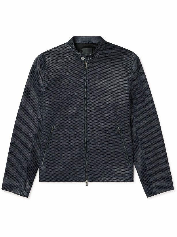 Photo: Theory - Wynmore Perforated Leather Jacket - Blue
