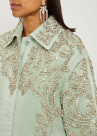 Erdem Crystal-embellished Denim Coat Mint