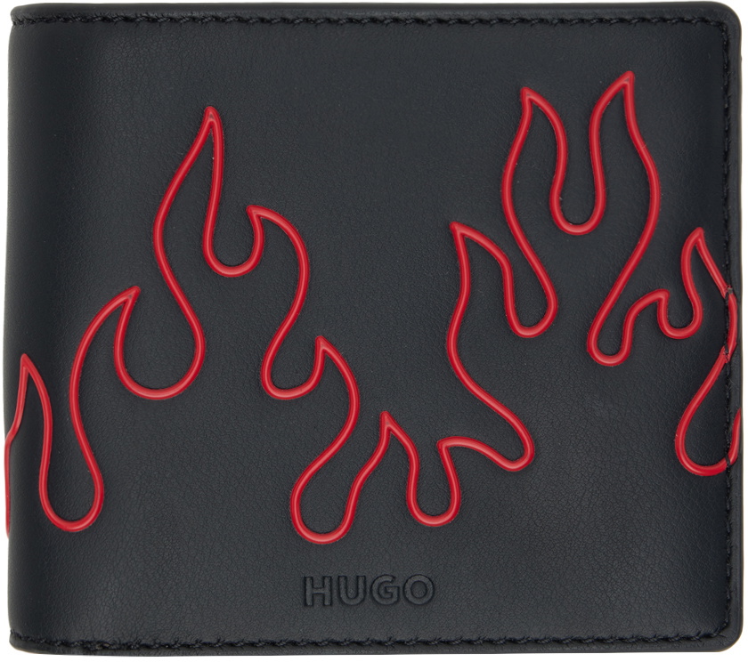 Photo: Hugo Black Faux-Leather Flame Artwork Wallet
