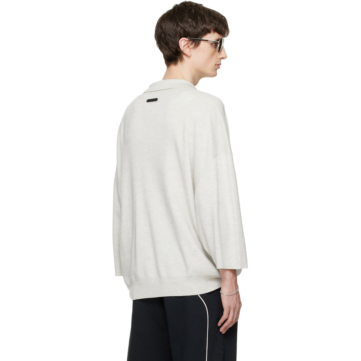 Fear of God ESSENTIALS Gray Signature Three-Quarter Sleeve 90s Knit Polo