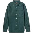 Beams Plus Men's Button Down Solid Oxford Shirt in Green