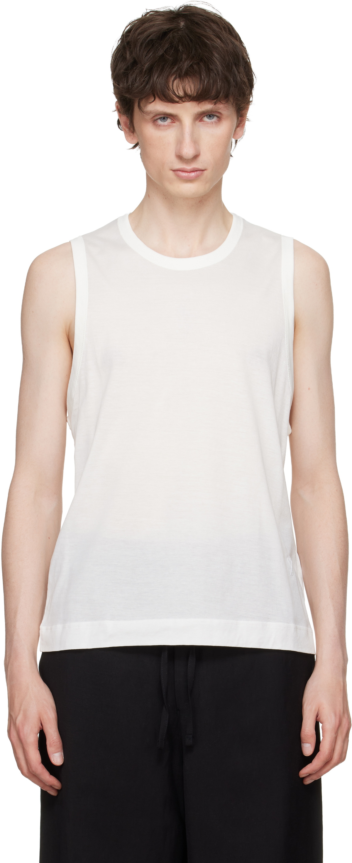 AMI Paris Off-White 'Ami de Coeur' Classic Fit Tank Top
