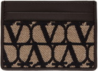 Valentino Garavani Brown & Beige Toile Iconographe Card Holder