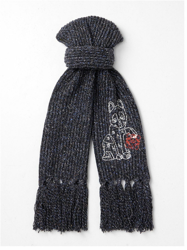 Photo: LOEWE - Fringed Embroidered Knitted Scarf