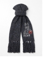 LOEWE - Fringed Embroidered Knitted Scarf