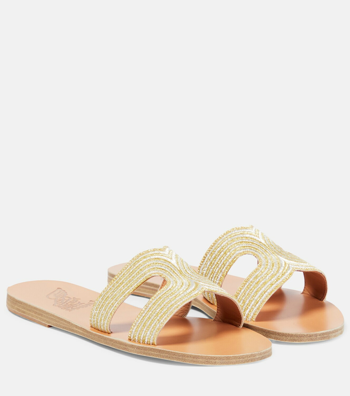 Ancient Greek Sandals - Kentima striped metallic sandals