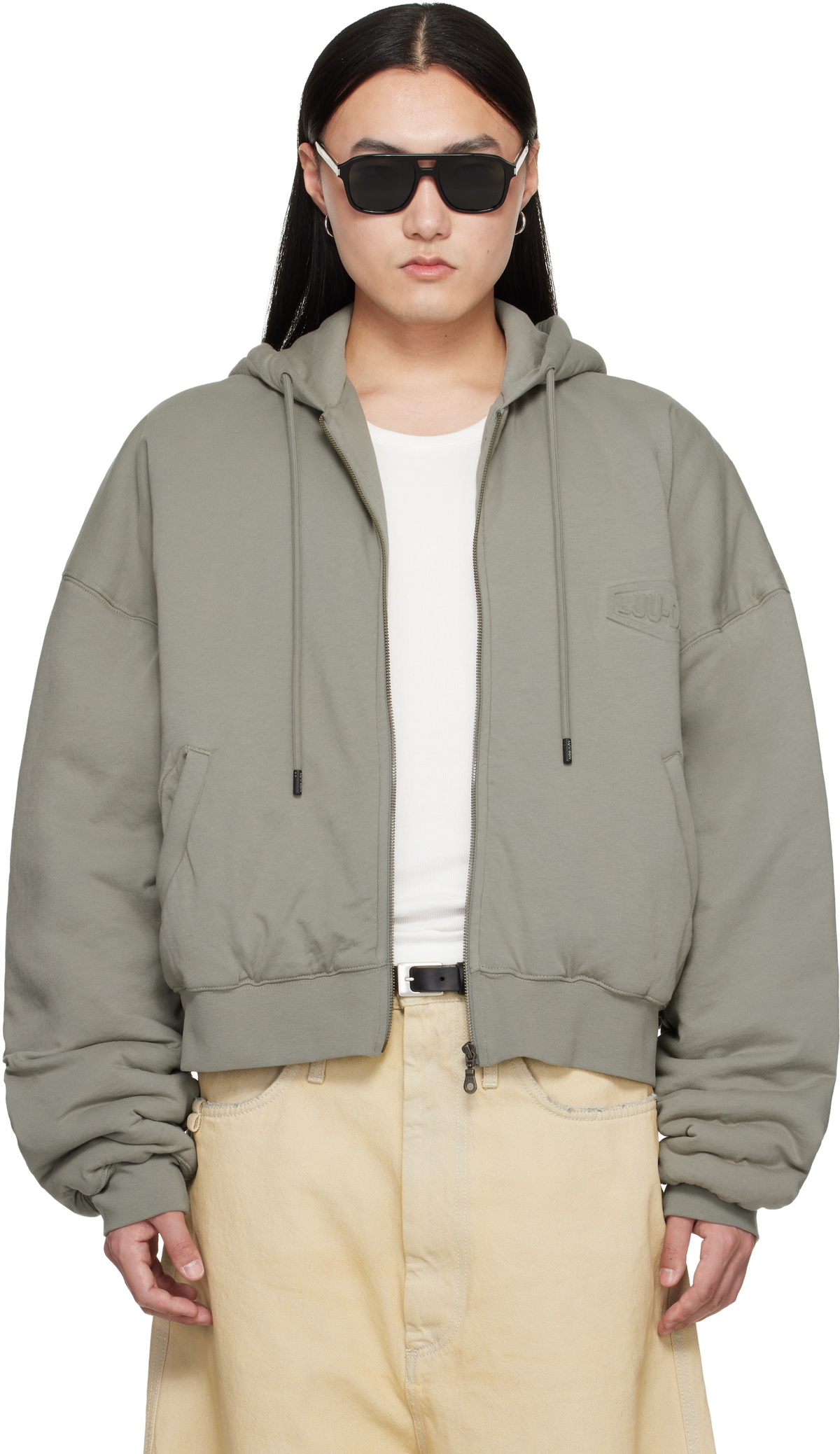 LU'U DAN Gray Wadded Hoodie