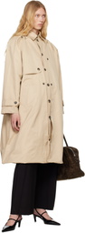 Rokh Beige Balloon Shape Buttoned Trench Coat