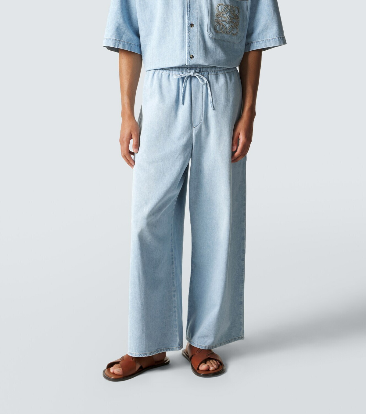 Loewe Anagram denim cropped wide-leg pants
