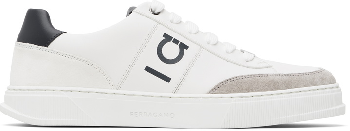 Photo: Ferragamo White Gancini Detail Sneakers