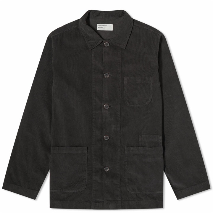 Photo: Universal Works Men's Fine Cord Bakers Overshirt in Licorice