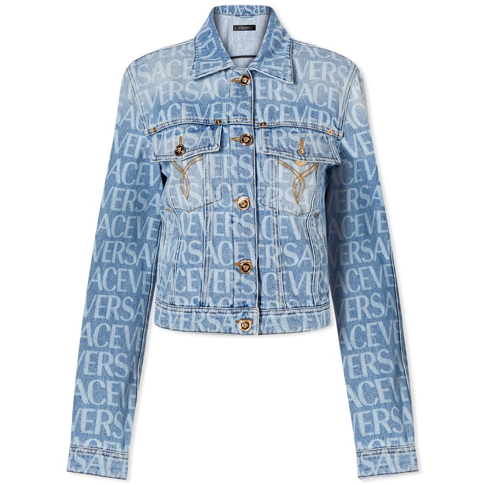 Versace Women's Logo Denim Jacket in Blue Versace