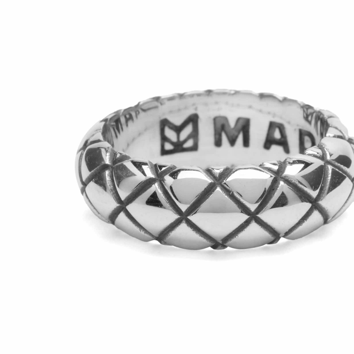 Maple Men's Quilted Band Ring in Silver