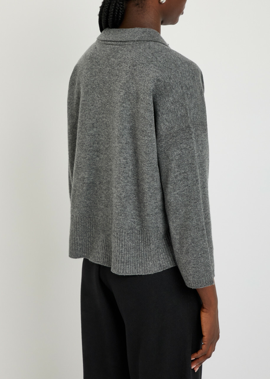 Eileen Fisher Melange Cashmere Polo top Grey