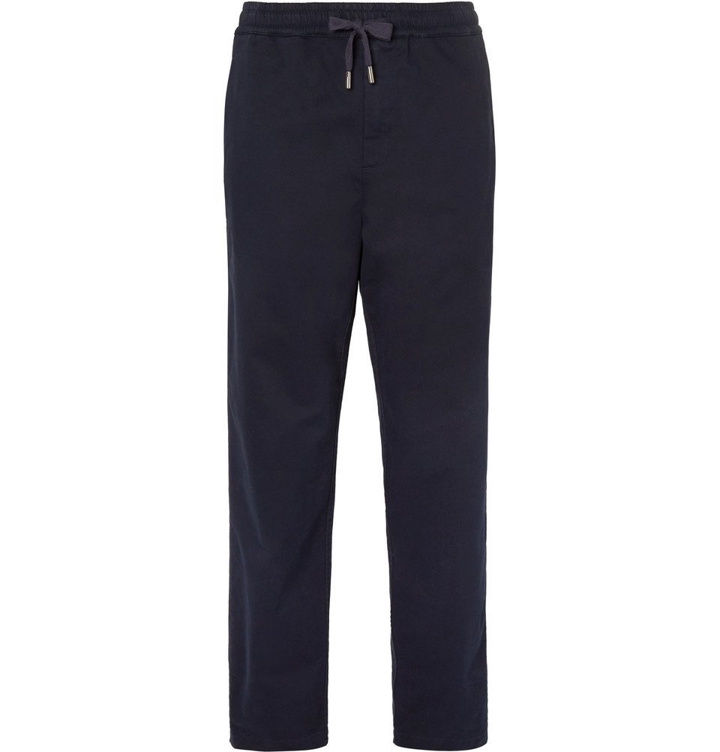 Photo: Mr P. - Brushed Stretch-Cotton Twill Drawstring Trousers - Men - Navy