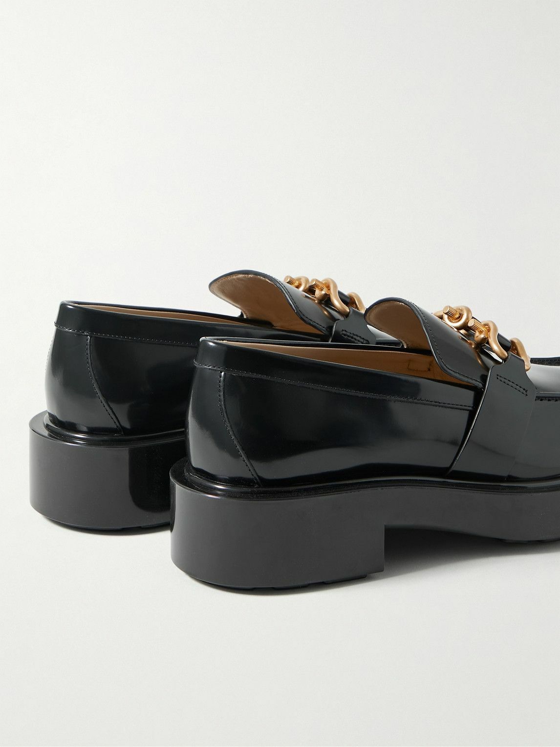 Bottega Veneta - Horsebit Glossed-Leather Loafers - Black