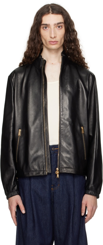 Photo: Versace Black Plongé Leather Jacket