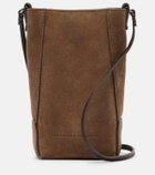 Brunello Cucinelli Duo Mini Monili suede phone pouch