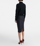 McQueen Chalk stripe wool and mohair pencil skirt