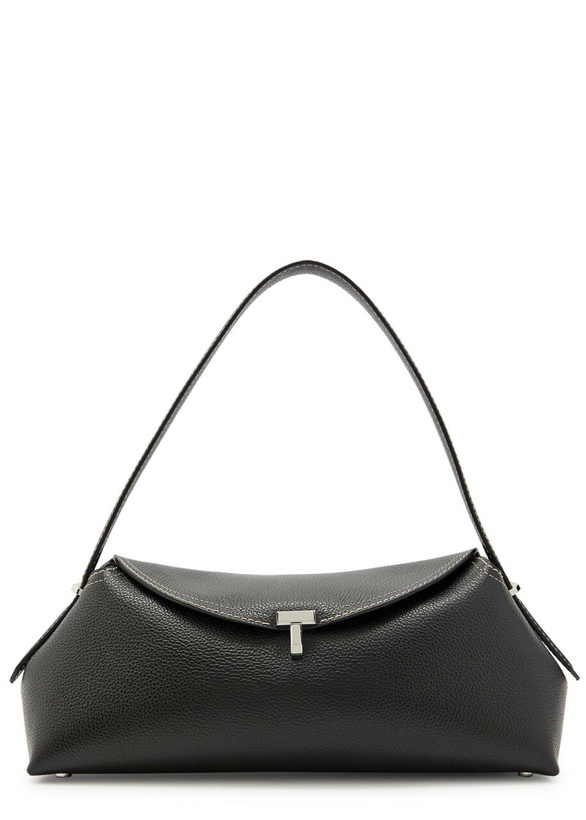 Photo: Toteme T-lock Grained Leather Shoulder bag - Black - One Size