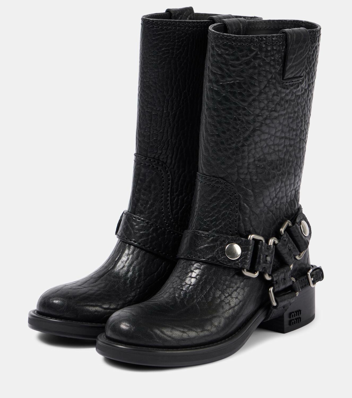 MIU MIU SKISKOLAER ブーツ TG. 7 ブラック Miu Miu Leather biker boots Miu Miu