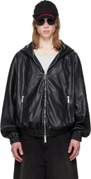 Dsquared2 Black Zipped Hoodie Faux-Leather Jacket