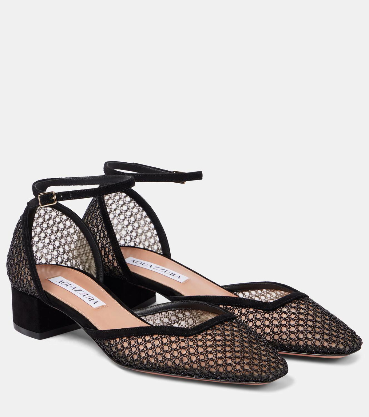 Aquazzura Asha 35 suede-trimmed mesh pumps Aquazzura